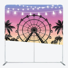 Lofaris Ferris Wheel at Sunset Double-Sided Tension Fabric Backdrop Carnival Festival with Palm Trees Party Photo Booth