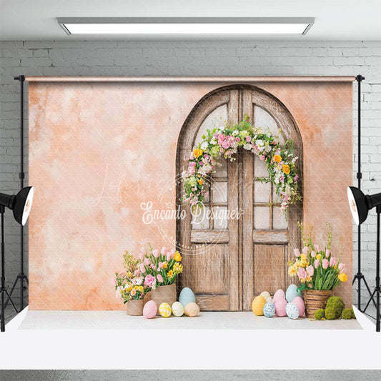 Lofaris Festival Arch Door Flower And Eggs Easter Backdrop