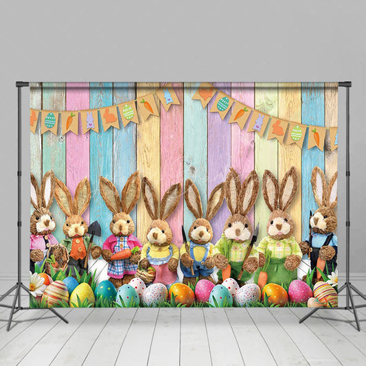 Lofaris Festival Easter Bunnies Sitting On Grass Backdrop