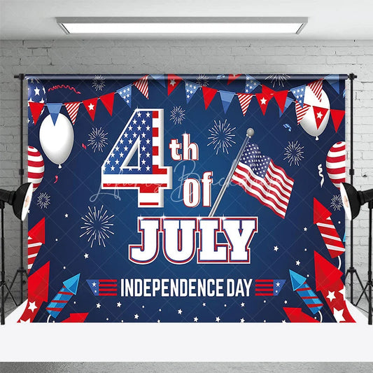 Lofaris Festive 4th of July Independence Day Backdrop American Flag Fireworks Red White Blue Party Decor