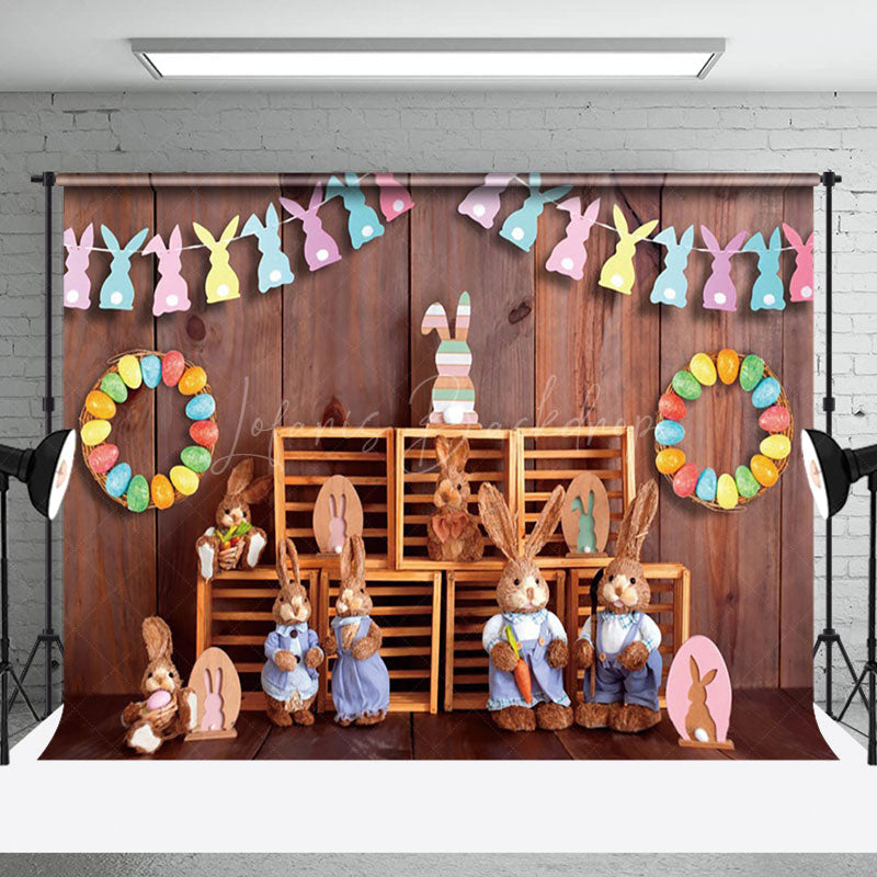 Lofaris Festive Easter Bunny Dolls Flag Holiday Backdrop