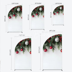 Lofaris Festive Green Pine Red Berry Christmas Half Moon Arch Backdrop Elegant and Silver Ornament Holiday Decor