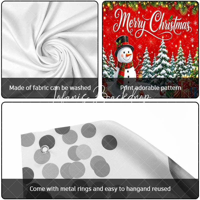 Lofaris Festive Merry Christmas Snowman and Snowy Tree Garage Door Banner Holiday Winter Wonderland Decor