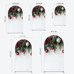 Lofaris Festive Red and Green Christmas Garland Round Top Arch Backdrop with Berries Ornaments Holiday Decor