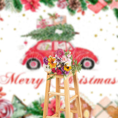 Lofaris Festive Red Car Santa Claus Merry Christmas Backdrop