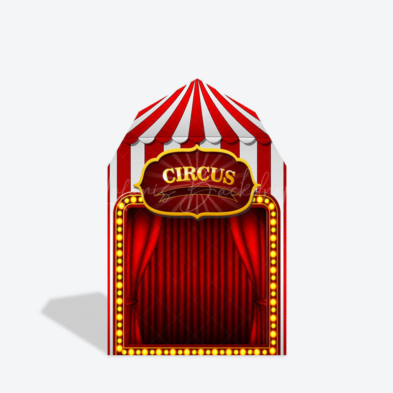 Lofaris Festive Red Circus Tent Barn Door Arch Party Backdrop