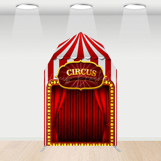 Lofaris Festive Red Circus Tent Barn Door Arch Party Backdrop