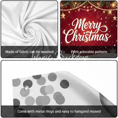Lofaris Festive Red Merry Christmas Pine Branches Garage Door Banner with Golden Lights Ornaments and Snowflakes Holiday Decor