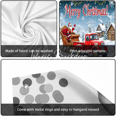 Lofaris Festive Red Truck with Santa Claus and Sleigh Winter Village Garage Door Banner Merry Christmas Holiday Decor