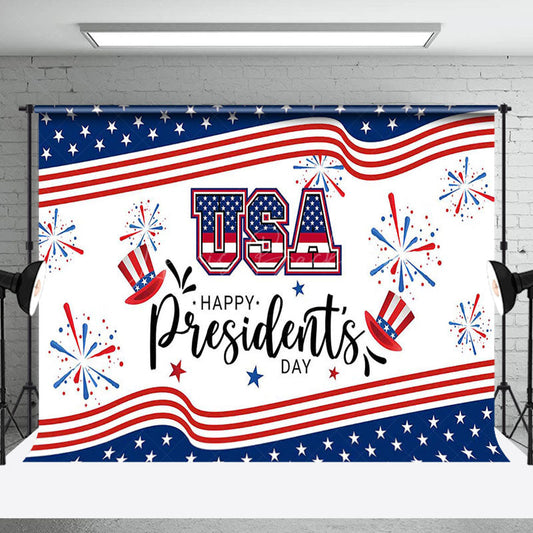 Lofaris Festive Sparke Usa Flag Happy Presidents Day Backdrop