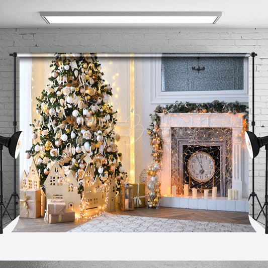 Lofaris Festive Sweet Home Tree Fireplace Christmas Backdrop