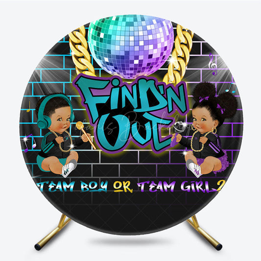 Lofaris Findn Out Disco Gender Reveal Round Backdrop