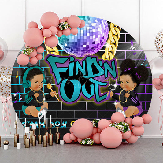 Lofaris Findn Out Disco Gender Reveal Round Backdrop