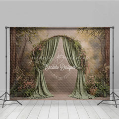 Lofaris Fine Art Backdrop Secret Garden Arch with Green Drapes Fern and Floral Woodland Photography Prop