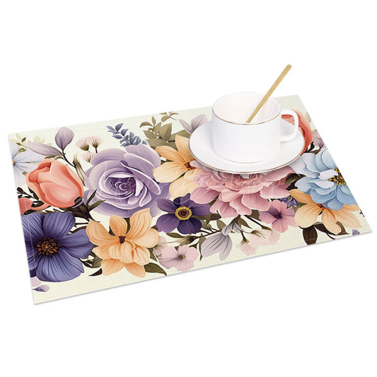 Lofaris Fine Art Floral Sweet Colorful Set of 4 Placemats