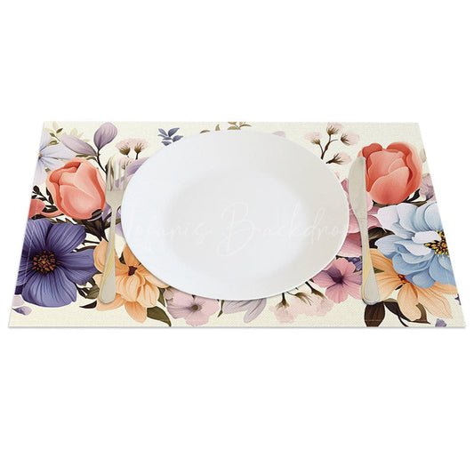 Lofaris Fine Art Floral Sweet Colorful Set of 4 Placemats
