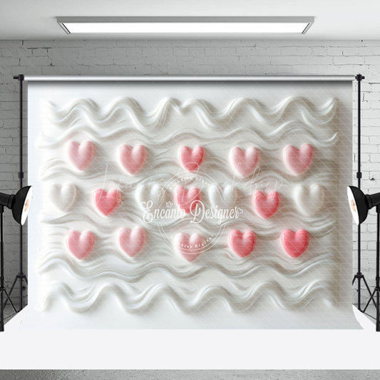 Lofaris Fine Art Pink Love Wavy Cream Valentines Day Backdrop