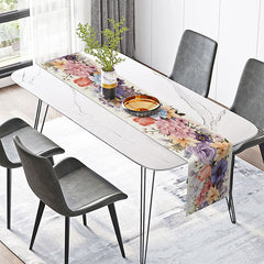Lofaris Fine Art Spring Flowers Table Runner Oil Painting Style with a Colorful Bouquet Elegant Kitchen Dining Decor