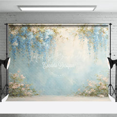 Lofaris Fine Art Wisteria Photography Backdrop Blue Abstract Painterly Wall Floral Textured Portrait Background