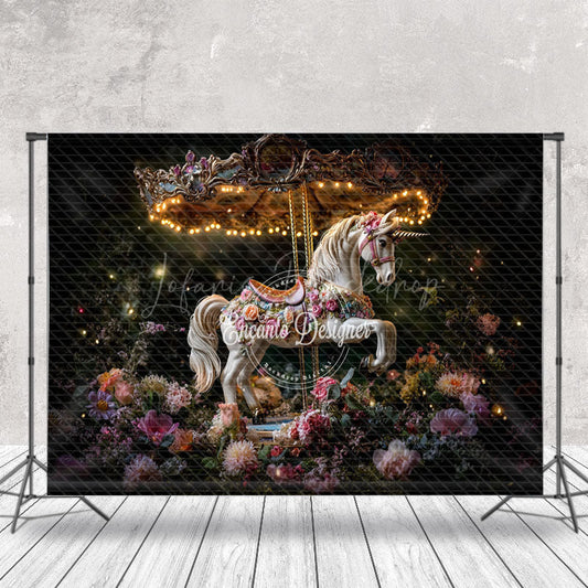 Lofaris Firefly Twinkling Carousel Floral Fine Art Backdrop