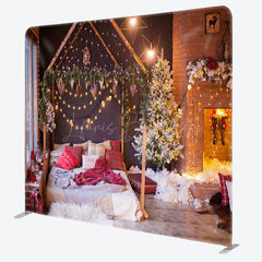 Lofaris Fireplace Bedroom Christmas Pillow Case Backdrop