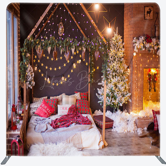 Lofaris Fireplace Bedroom Christmas Pillow Case Backdrop