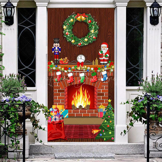 Lofaris Fireplace Nutcracker Soldier Christmas Door Cover