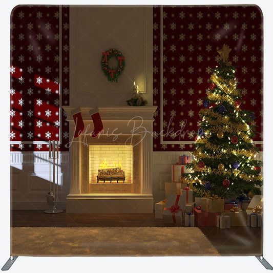 Lofaris Fireplace Tree Stocking Christmas Pillow Case Backdrop
