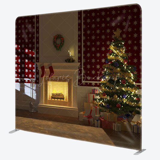 Lofaris Fireplace Tree Stocking Christmas Pillow Case Backdrop
