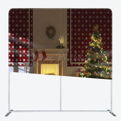Lofaris Fireplace Tree Stocking Christmas Pillow Case Backdrop