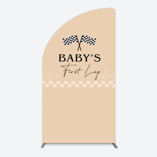 Lofaris First Lap Race Theme Sweet Birthday Half Moon Arch Backdrop