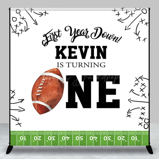 Lofaris First Year Down Rugby Field Custom Name Backdrop