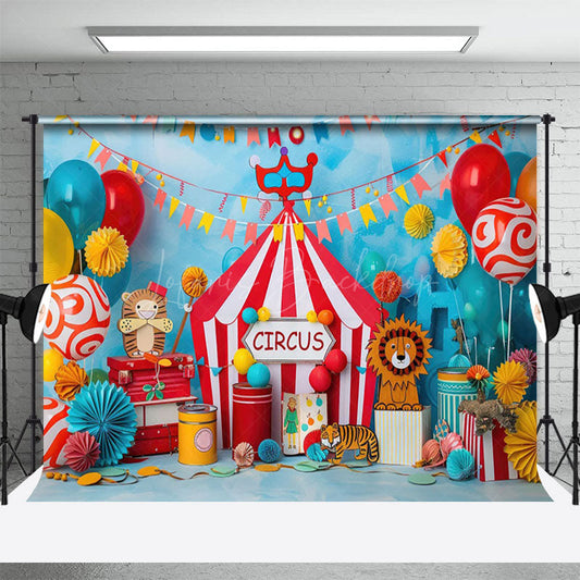 Lofaris Flag Circus Balloon Cake Smash Photography Backdrop