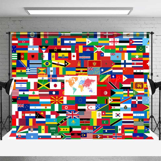 Lofaris Flags of the World Backdrop Banner International Country Flag Collage Geography Classroom or Travel Party Decor