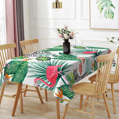 Lofaris Flamingo and Zebra Tropical Rectangle Tablecloth Jungle Leaves Exotic Flowers Table Cover Safari Party