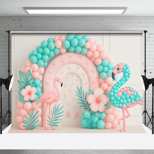 Lofaris Flamingo Balloon Arch Fresh Color Cake Smash Backdrop