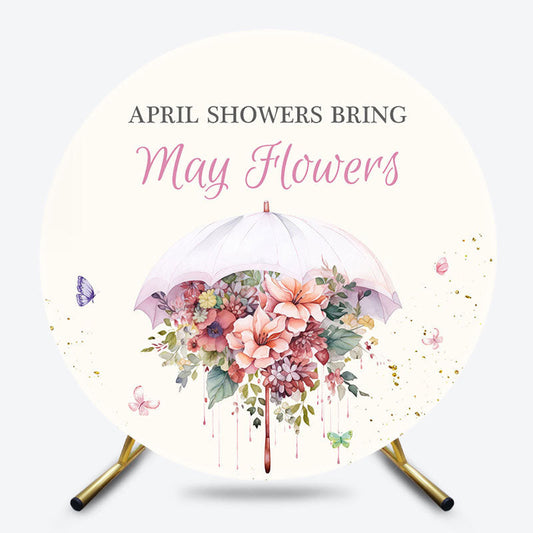 Lofaris Floral April Showers Bring May Flowers Round Backdrop