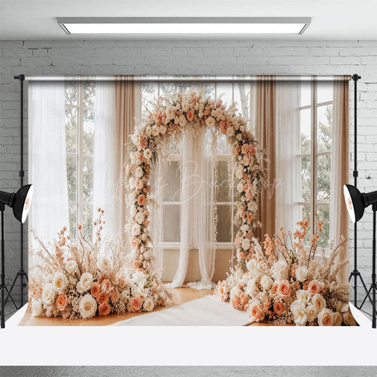 Lofaris Floral Arch Bright View Windows Wedding Backdrop