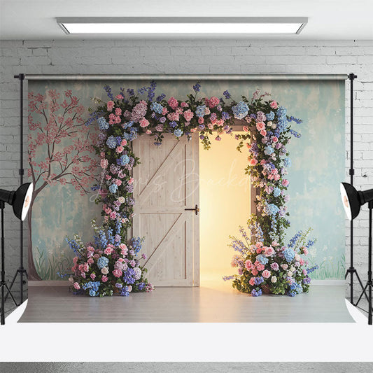 Lofaris Floral Arch Opening Door Sweet Wedding Backdrop