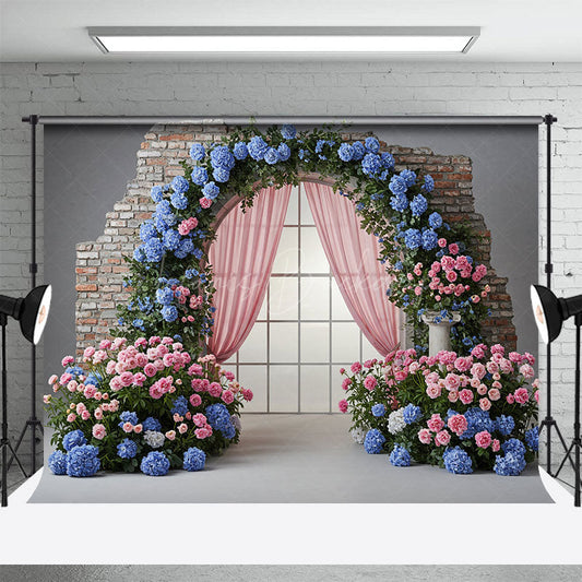 Lofaris Floral Arch Retro Wall Curtains Wedding Backdrop