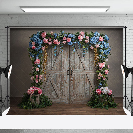 Lofaris Floral Arch Wooden Door Elegant Wedding Backdrop
