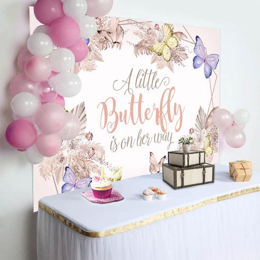 Lofaris Floral Autumn Butterfly Vibe Baby Shower Backdrop