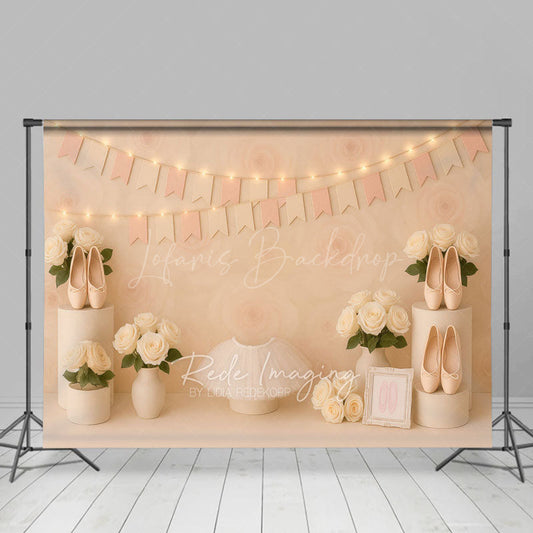 Lofaris Floral Ballet Shoes Skirts Sweet Cake Smash Backdrop