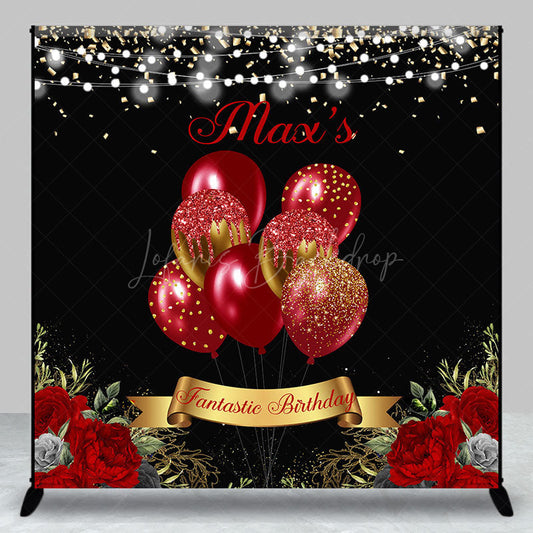 Lofaris Floral Balloons Glitter Custom Birthday Backdrop