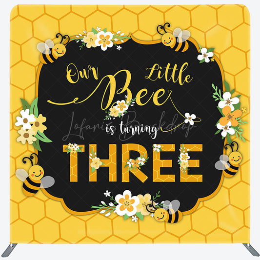 Lofaris Floral Bees Happy Birthday Square Tension Backdrop