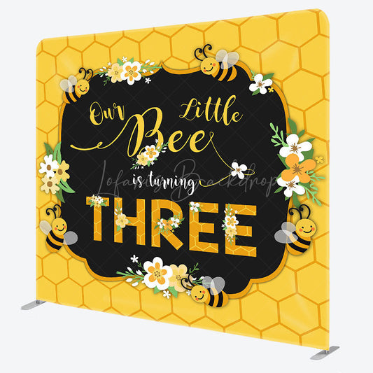 Lofaris Floral Bees Happy Birthday Square Tension Backdrop