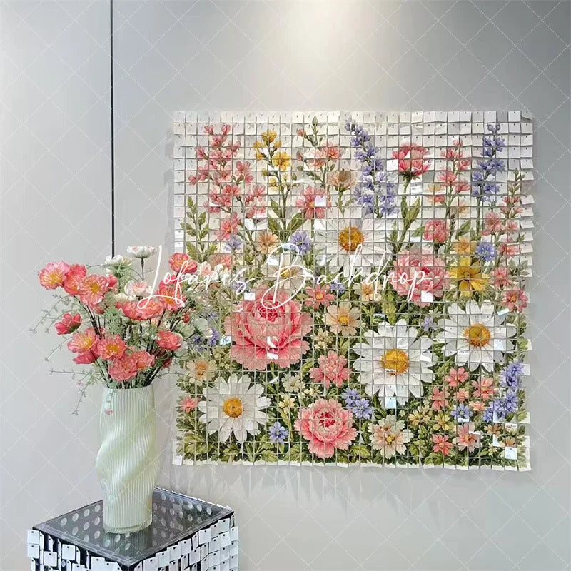 Lofaris Floral Bloom Shimmer Wall Backdrop Custom Sequins Party Decor