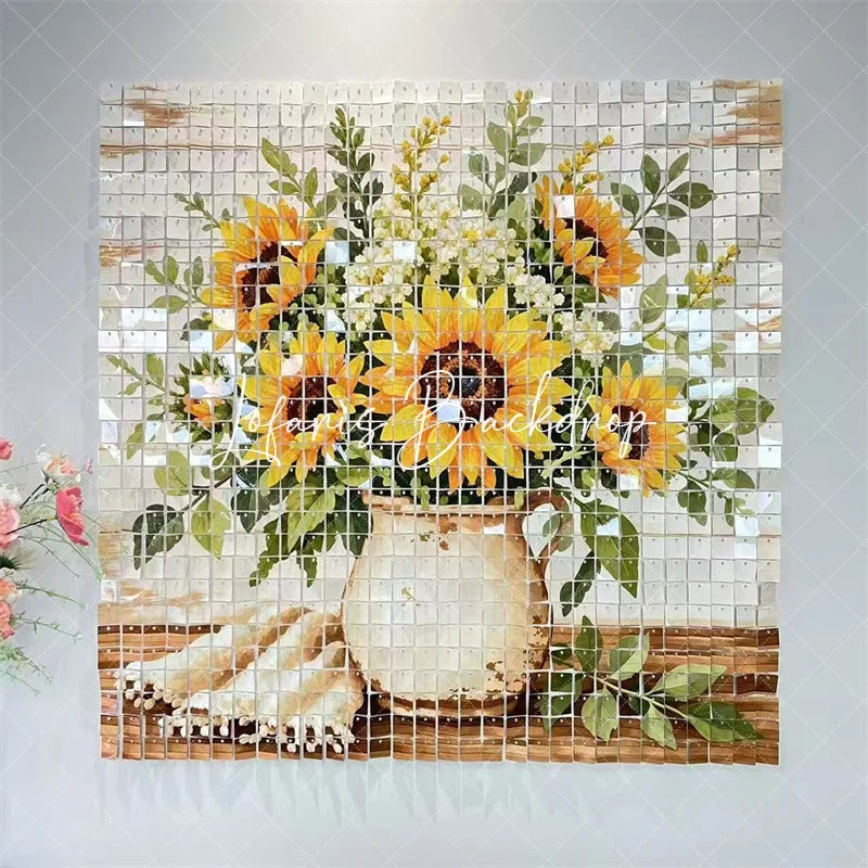 Lofaris Floral Bloom Shimmer Wall Backdrop Custom Sequins Party Decor