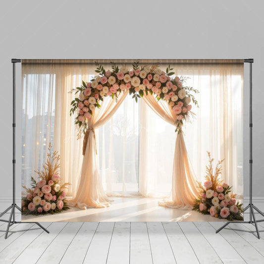 Lofaris Floral Boho Arch Fresh Curtains Wedding Backdrop