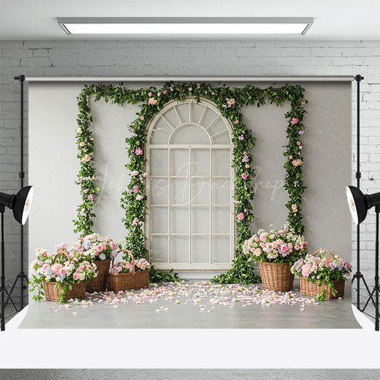 Lofaris Floral Boho Arched Elegant Door Wedding Backdrop